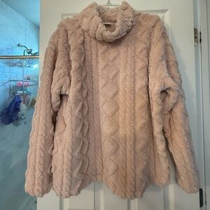 Cozy Pink Cable Knit Sweater Eddie Bauer size XL blush pink wash never worn